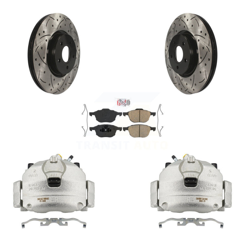Front Brake Coated Caliper Drill Slotted Rotors Ceramic Pad Kit For Ford Transit Connect KCD-100312N