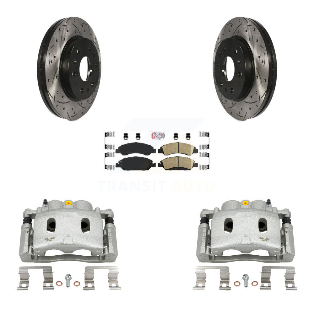 Front Brake Caliper Drill Slot Rotor Ceramic Pad Kit For Chevrolet GMC Silverado 1500 XL KCD-100315N