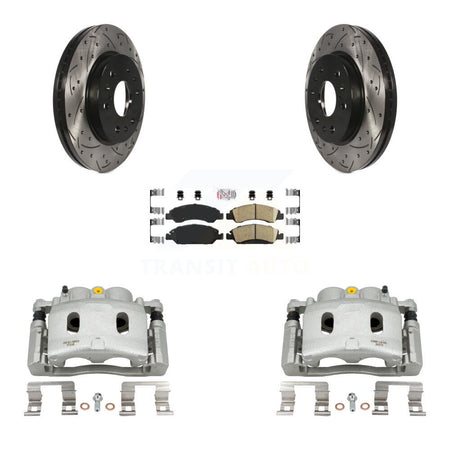 Front Brake Caliper Drill Slot Rotor Ceramic Pad Kit For Chevrolet GMC Silverado 1500 XL KCD-100315N