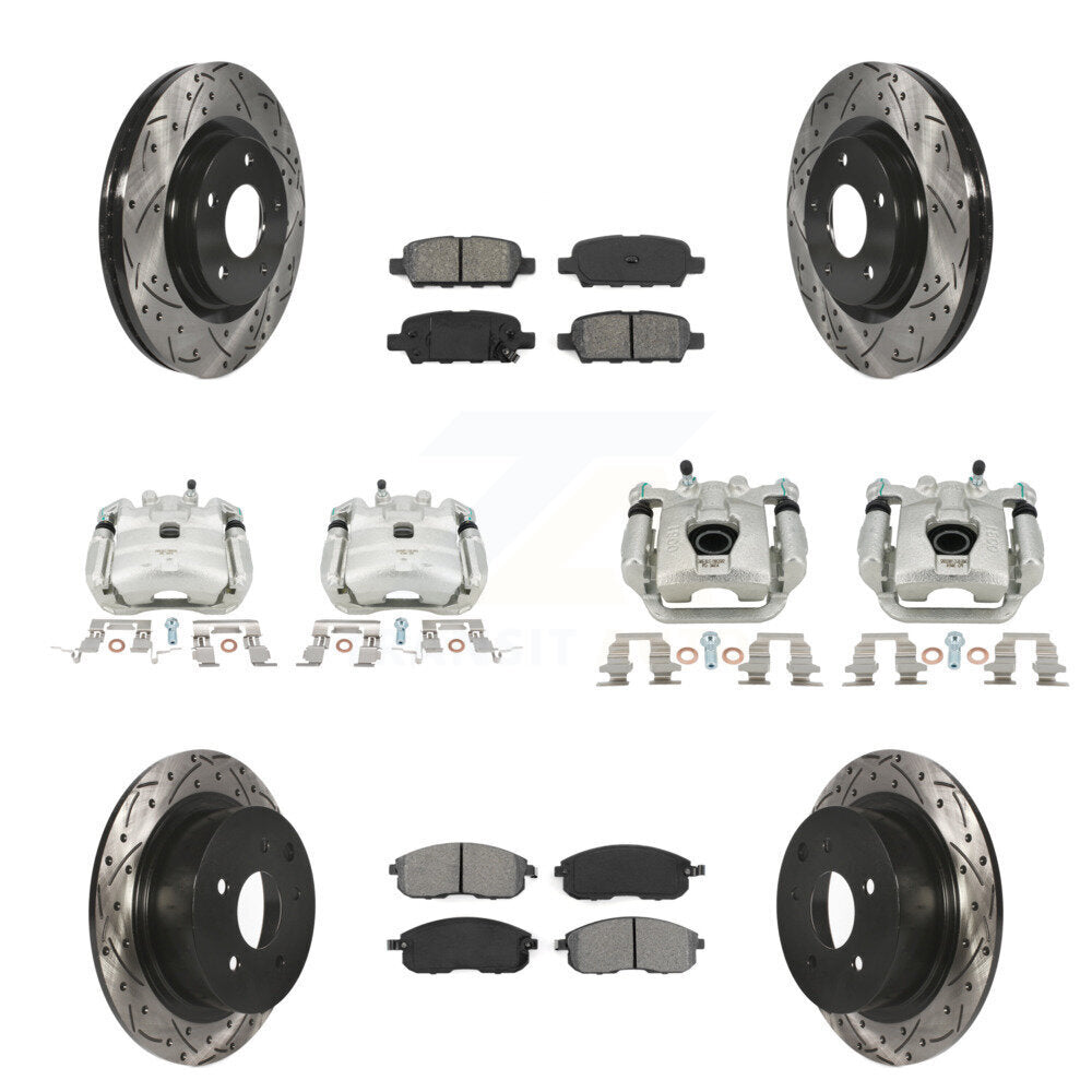 Front Rear Brake Caliper Drill Slot Rotor Semi-Metallic Pad Kit (10Pc) For Nissan Sentra KCD-100317S