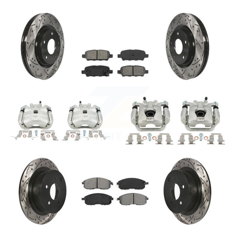 Front Rear Brake Caliper Drill Slot Rotor Semi-Metallic Pad Kit (10Pc) For Nissan Sentra KCD-100317S