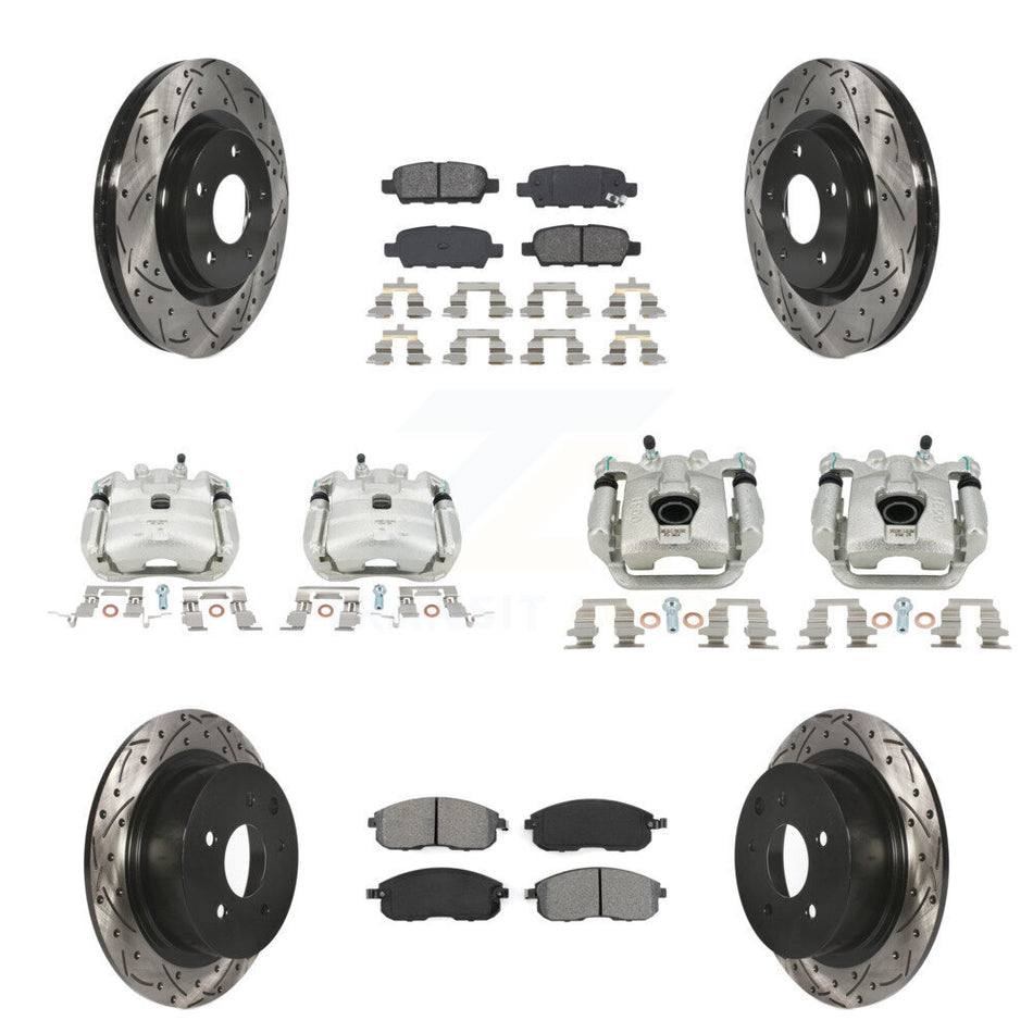 Front Rear Brake Caliper Drill Slot Rotor Semi-Metallic Pad Kit (10Pc) For Nissan Sentra KCD-100317S