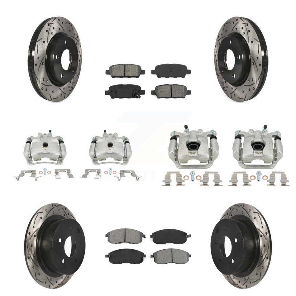 Front Rear Brake Caliper Drill Slot Rotor Semi-Metallic Pad Kit (10Pc) For Nissan Sentra KCD-100318S