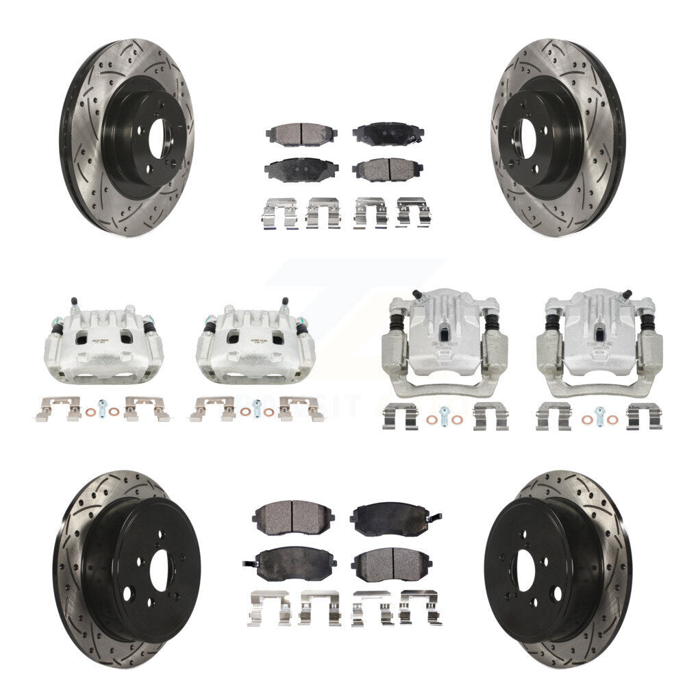 Front Rear Brake Coat Caliper Drill Slot Rotor Ceramic Pad Kit (10Pc) For Subaru Outback KCD-100319T
