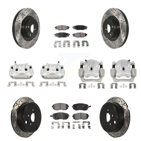 Front Rear Brake Coat Caliper Drill Slot Rotor Ceramic Pad Kit (10Pc) For Subaru Outback KCD-100319T