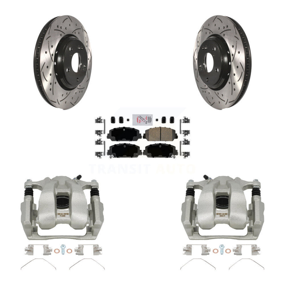 Front Disc Brake Coated Caliper Drilled Slotted Rotors And Ceramic Pads Kit For Honda Accord KCD-100321N