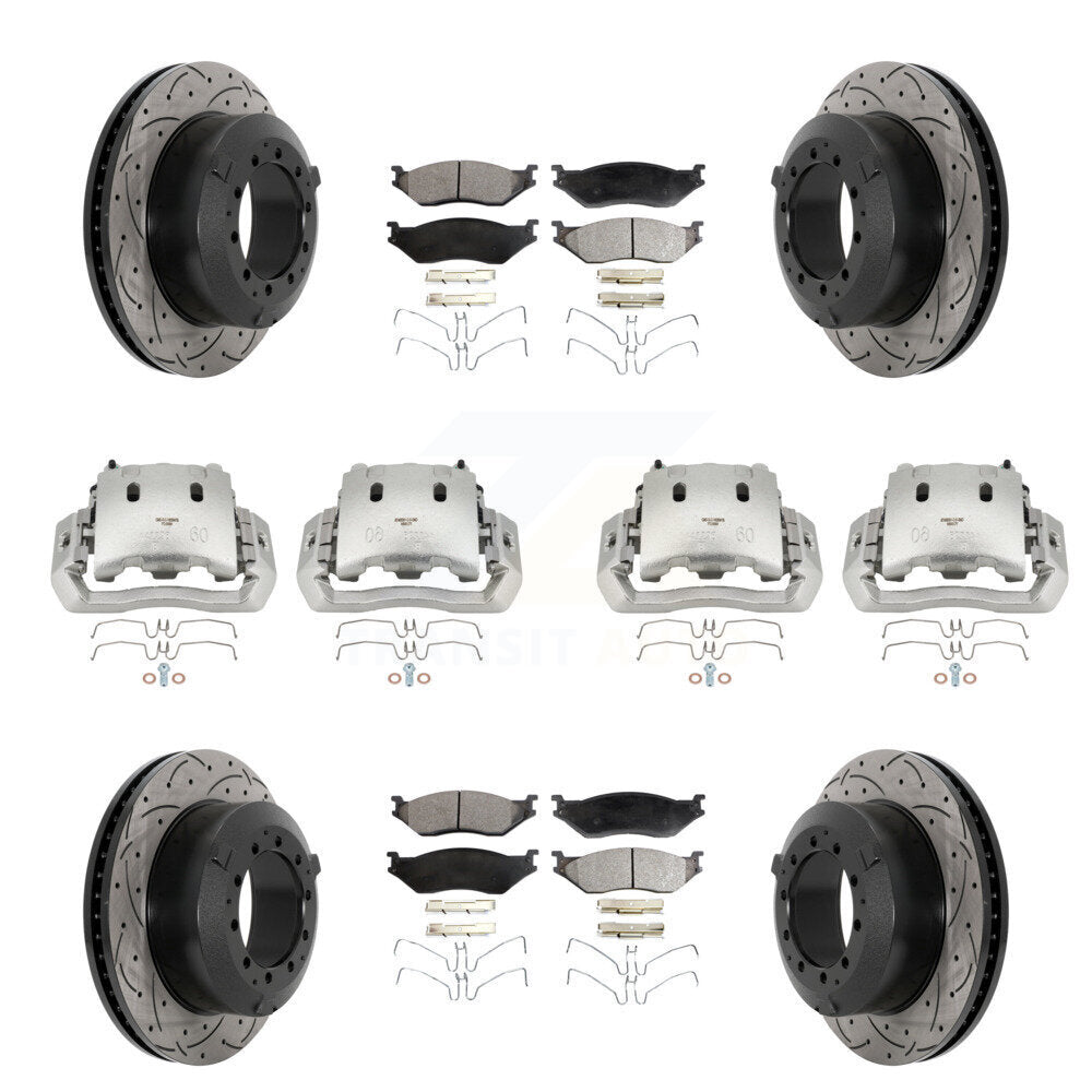 Front Rear Brake Caliper Drill Slotted Rotors Pad Kit (10Pc) For International TerraStar KCD-100321P