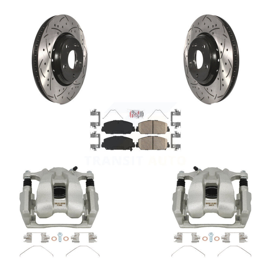 Front Disc Brake Coated Caliper Drilled Slotted Rotors And Ceramic Pads Kit For Honda Accord KCD-100322N