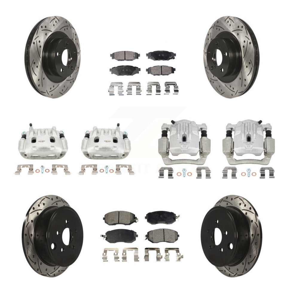Front Rear Brake Caliper Drill Slot Rotor Ceramic Pad Kit (10Pc) For Subaru Outback 2.5L KCD-100322T