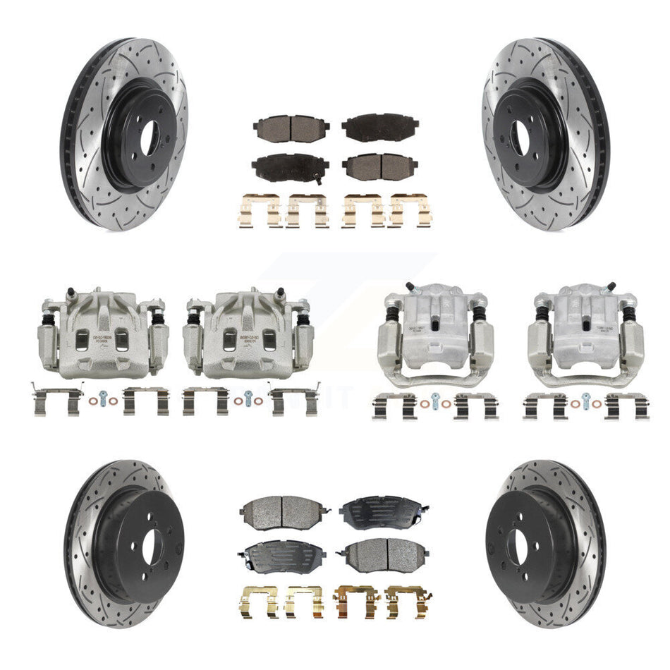 Front Rear Brake Caliper Drill Slotted Rotors Ceramic Pad Kit (10Pc) For Subaru Forester KCD-100323T