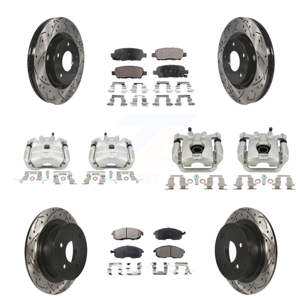 Front Rear Brake Caliper Drill Slot Rotor Semi-Metallic Pad Kit (10Pc) For Nissan Sentra KCD-100324P