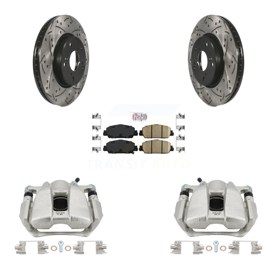 Front Disc Brake Coated Caliper Drilled Slot Rotor Ceramic Pad Kit For Honda HR-V Accord KCD-100325N