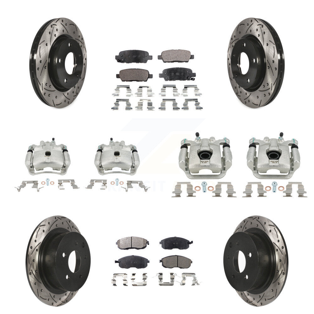Front Rear Brake Caliper Drill Slot Rotor Semi-Metallic Pad Kit (10Pc) For Nissan Sentra KCD-100325P