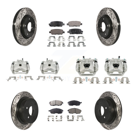 Front Rear Brake Caliper Drill Slot Rotor Semi-Metallic Pad Kit (10Pc) For Nissan Sentra KCD-100325P