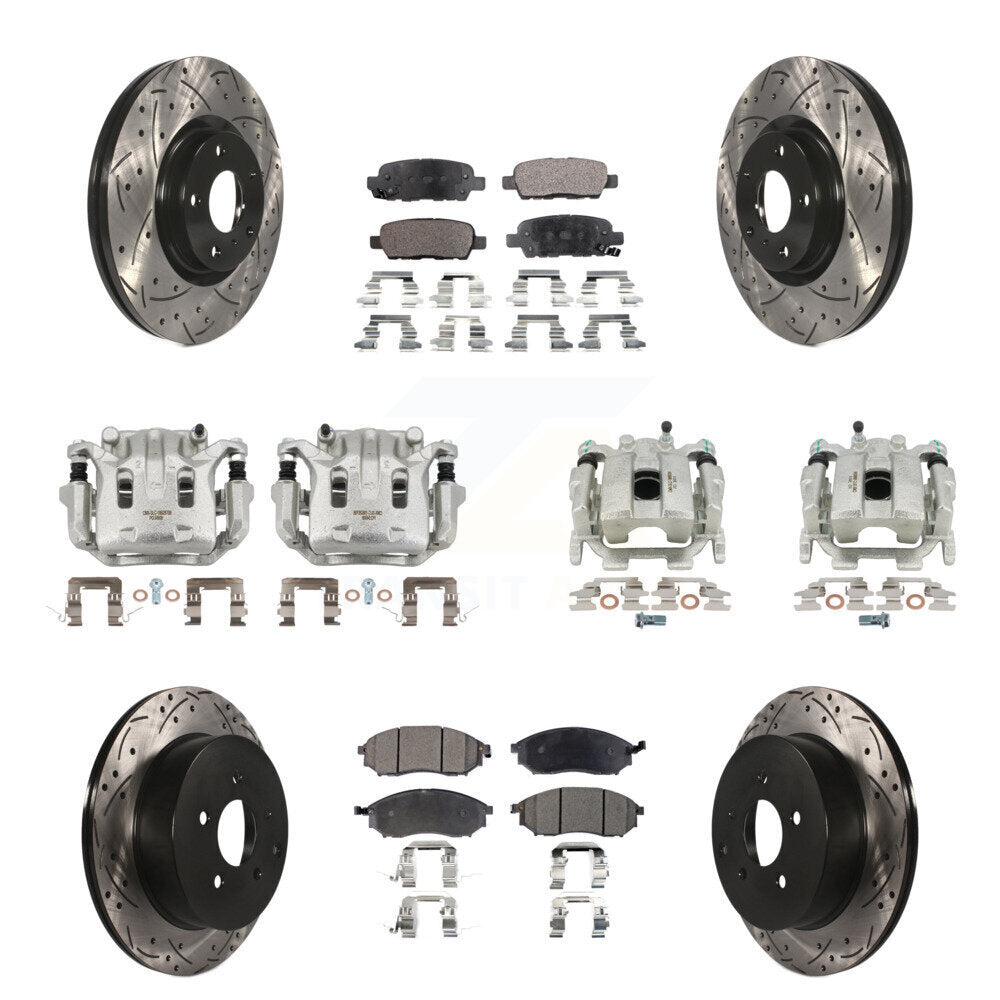 Front Rear Brake Caliper Drill Slot Rotors Ceramic Pad Kit (10Pc) For Nissan Murano QX70 KCD-100325T