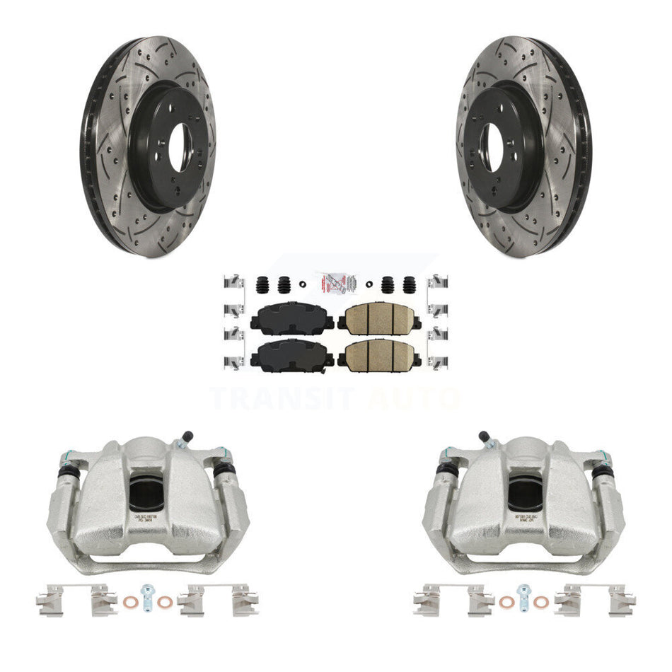 Front Disc Brake Coated Caliper Drilled Slot Rotor Ceramic Pad Kit For Honda HR-V Accord KCD-100326N