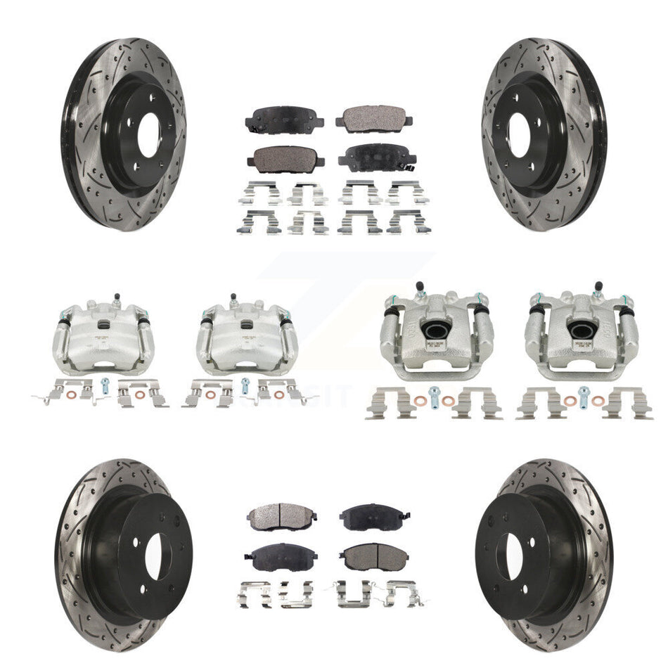 Front Rear Brake Caliper Drill Slot Rotors Ceramic Pad Kit (10Pc) For Nissan Sentra Juke KCD-100327T