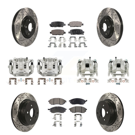 Front Rear Brake Caliper Drilled Slot Rotor Ceramic Pad Kit (10Pc) For INFINITI G37 QX50 KCD-100330T