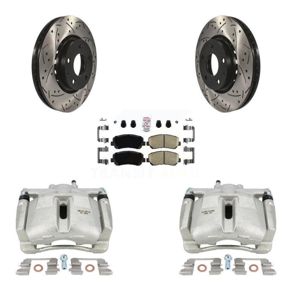 Front Disc Brake Coated Caliper Drilled Slotted Rotors And Ceramic Pads Kit For Mazda CX-5 KCD-100331N
