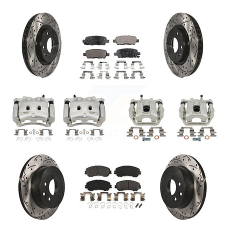 Front Rear Brake Caliper Drill Slot Rotors Semi-Metallic Pad Kit (10Pc) For Nissan Rogue KCD-100331P