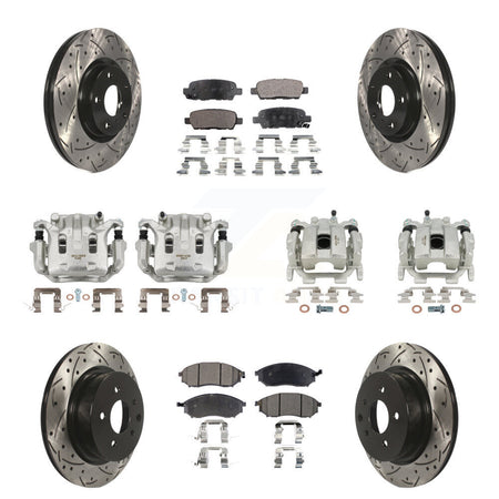 Front Rear Brake Caliper Drill Slot Rotor Ceramic Pad Kit (10Pc) For 08-12 INFINITI EX35 KCD-100331T
