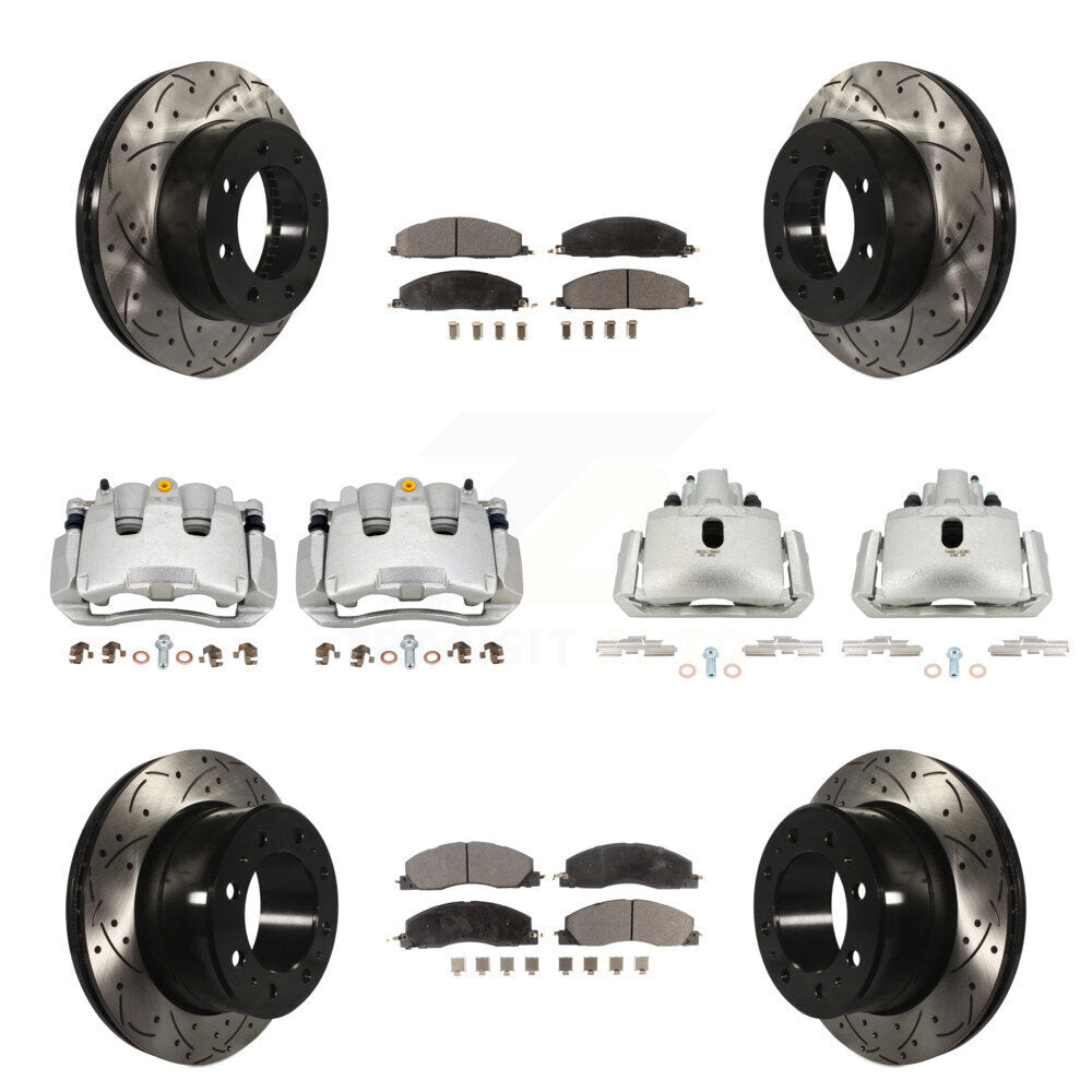 Front Rear Brake Coat Caliper Drill Slot Rotor Semi-Metallic Pad Kit (10Pc) For Ram 1500 KCD-100332P