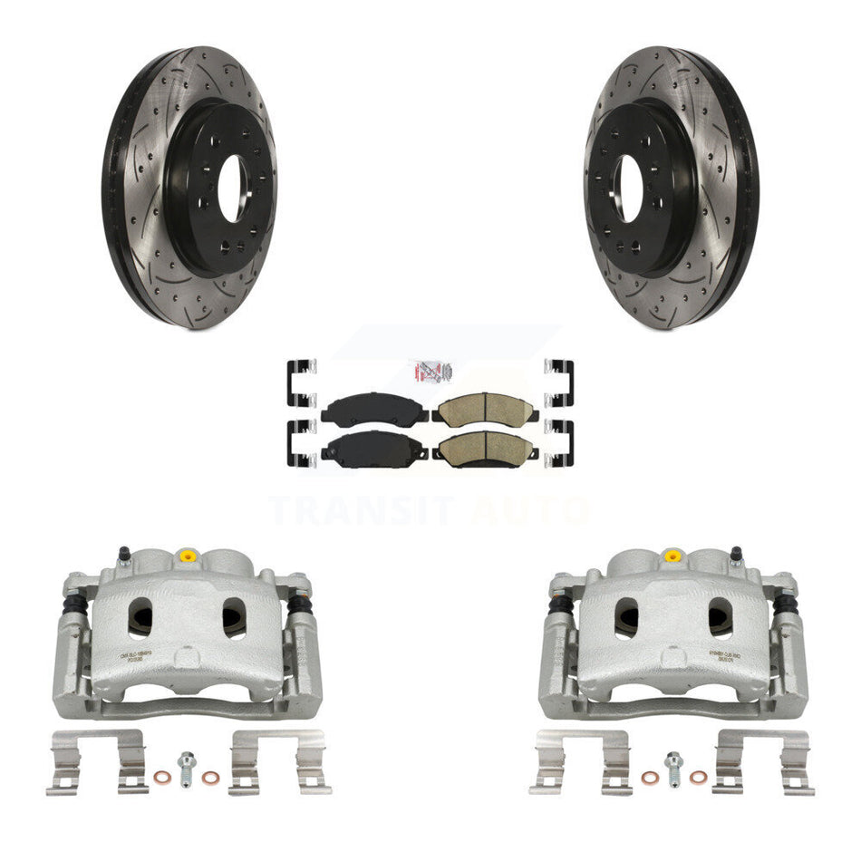Front Brake Caliper Drill Slot Rotor Ceramic Pad Kit For Chevrolet Avalanche Cadillac XL KCD-100333N