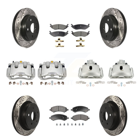 Front Rear Brake Coat Caliper Drill Slot Rotor Semi-Metallic Pad Kit (10Pc) For Ram 1500 KCD-100333P