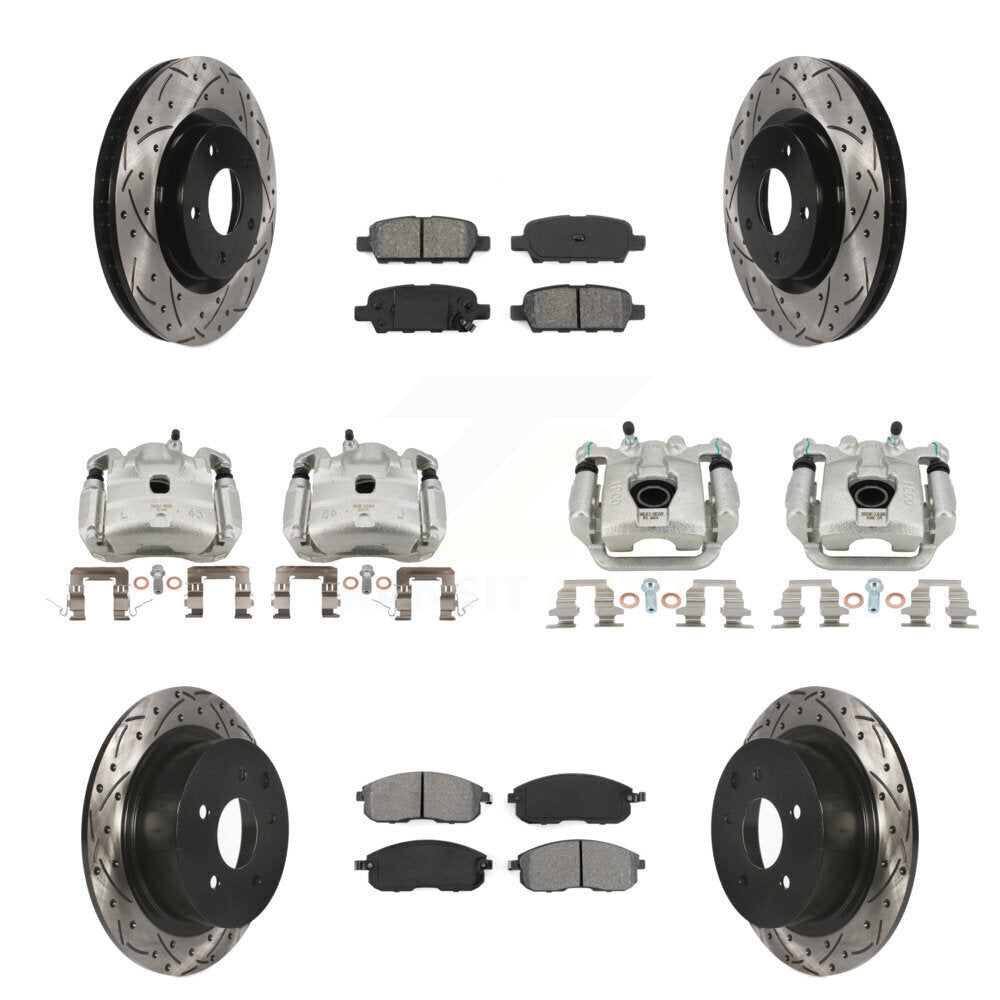 Front Rear Brake Caliper Drill Slot Rotor Semi-Metallic Pad Kit (10Pc) For Nissan Sentra KCD-100335S