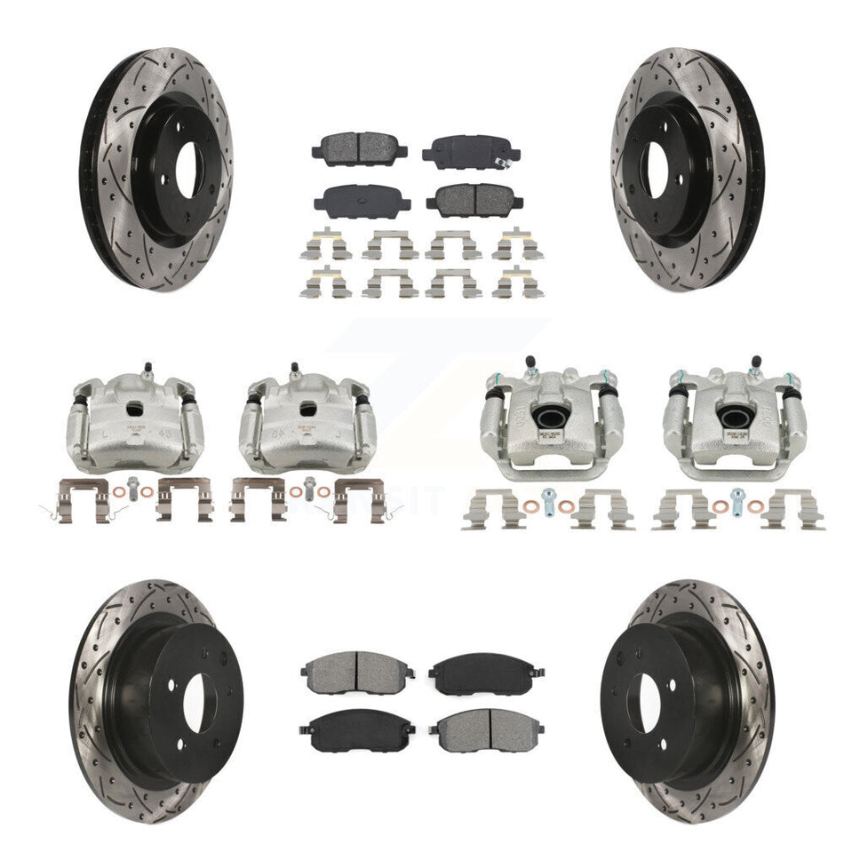 Front Rear Brake Caliper Drill Slot Rotor Semi-Metallic Pad Kit (10Pc) For Nissan Sentra KCD-100335S