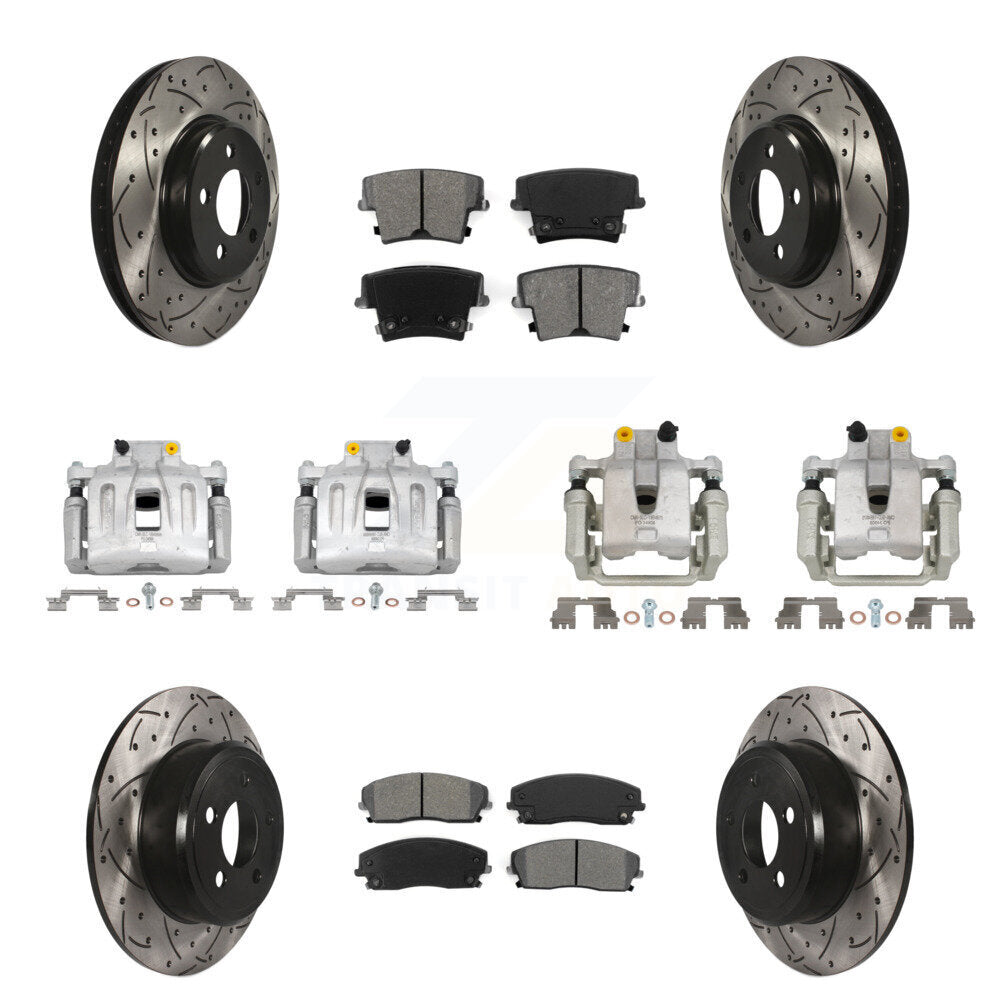 Front Rear Brake Caliper Drill Slot Rotors Semi-Metallic Pad Kit (10Pc) For Chrysler 300 KCD-100336S