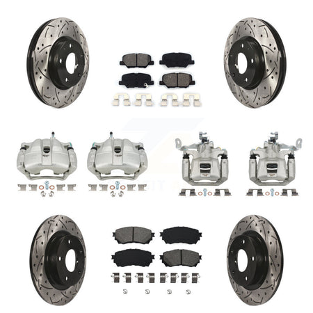 Front Rear Brake Coat Caliper Drill Slot Rotors Semi-Metallic Pad Kit (10Pc) For Mazda 6 KCD-100338S