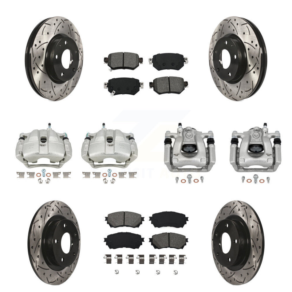 Front Rear Brake Coat Caliper Drill Slot Rotors Semi-Metallic Pad Kit (10Pc) For Mazda 6 KCD-100339S