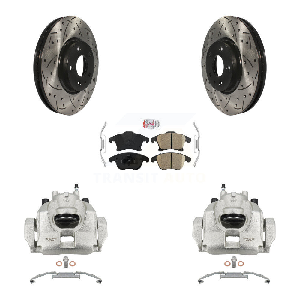 Front Brake Coated Caliper Drill Slot Rotors Ceramic Pad Kit For Ford Fusion Lincoln MKZ KCD-100341N