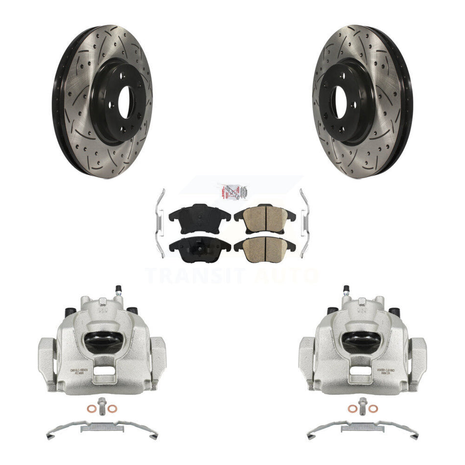 Front Brake Coated Caliper Drill Slot Rotors Ceramic Pad Kit For Ford Fusion Lincoln MKZ KCD-100341N