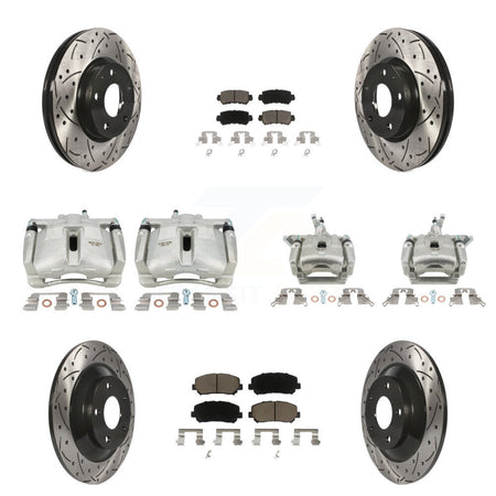 Front Rear Brake Caliper Drill Slotted Rotor Ceramic Pad Kit (10Pc) For 13-15 Mazda CX-5 KCD-100342C