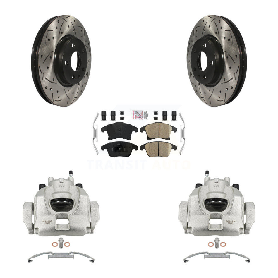 Front Brake Coated Caliper Drill Slot Rotors Ceramic Pad Kit For Ford Fusion Lincoln MKZ KCD-100342N
