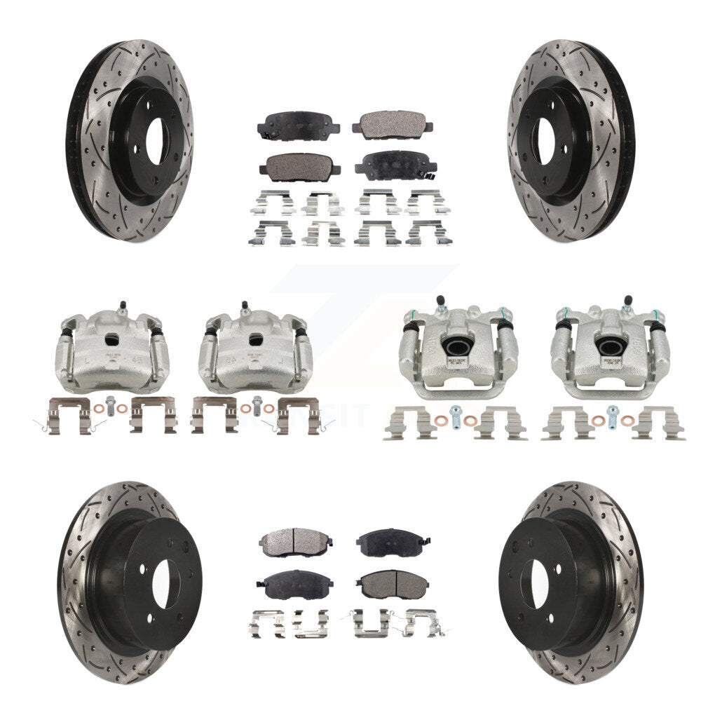 Front Rear Brake Caliper Drill Slot Rotor Semi-Metallic Pad Kit (10Pc) For Nissan Sentra KCD-100342P
