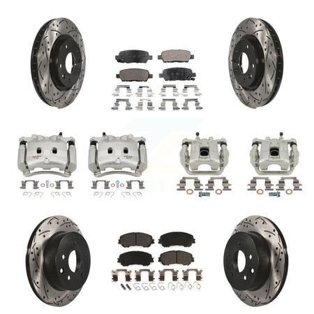 Front Rear Brake Coated Caliper Drill Slot Rotor Ceramic Pad Kit (10Pc) For Nissan Rogue KCD-100342T
