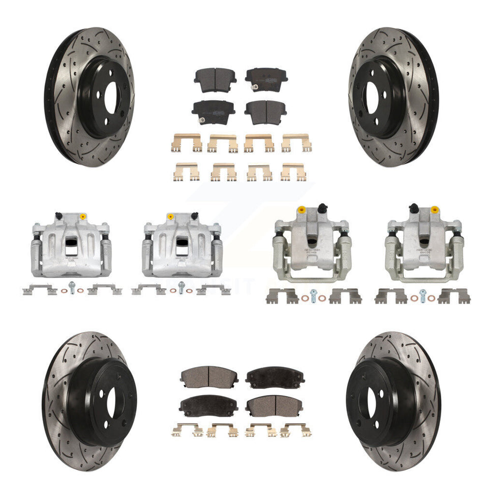 Front Rear Brake Caliper Drill Slot Rotors Semi-Metallic Pad Kit (10Pc) For Chrysler 300 KCD-100343P