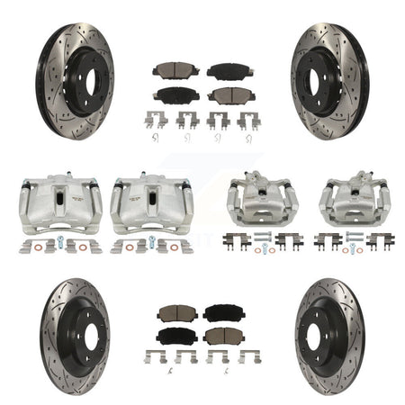 Front Rear Brake Coated Caliper Drilled Slot Rotor Ceramic Pad Kit (10Pc) For Mazda CX-5 KCD-100344C