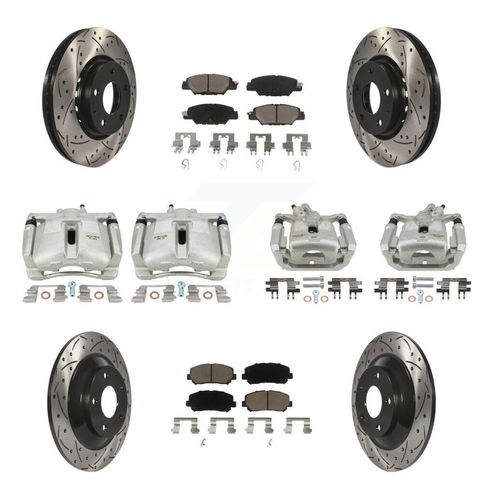 Front Rear Brake Coated Caliper Drilled Slot Rotor Ceramic Pad Kit (10Pc) For Mazda CX-5 KCD-100344C
