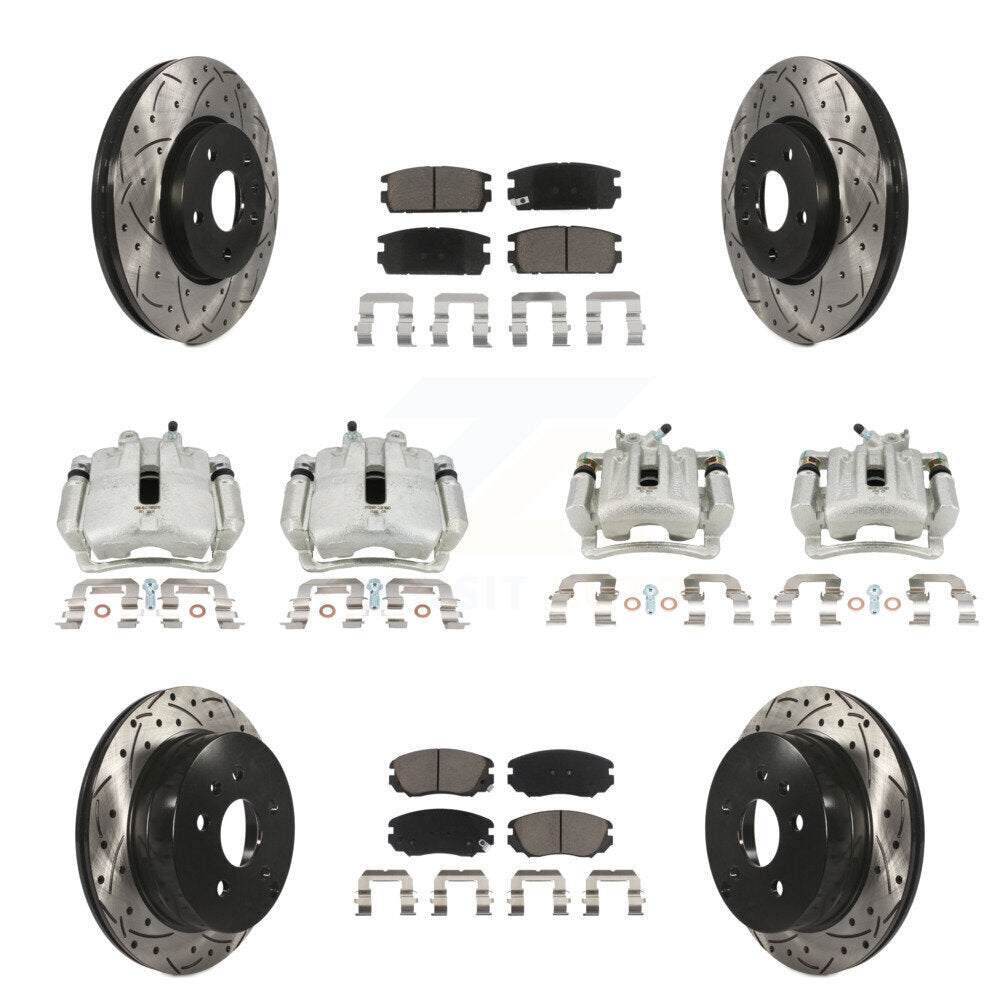 Front Rear Brake Caliper Drilled Slot Rotor Ceramic Pad Kit (10Pc) For Chevrolet Equinox KCD-100345C