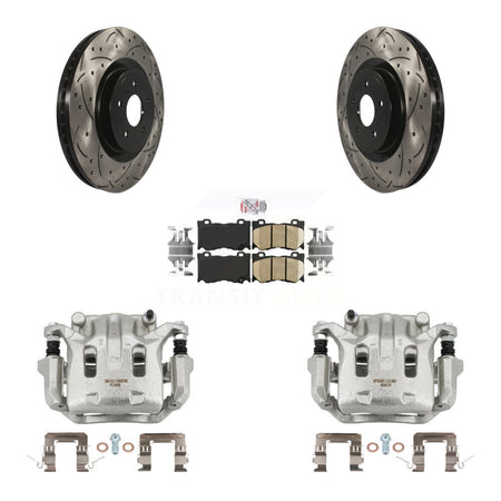 Front Brake Coat Caliper Drill Slot Rotor Ceramic Pad Kit For 2009-2013 INFINITI G37 AWD KCD-100350N