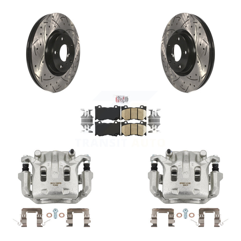 Front Brake Caliper Drill Slot Rotor Ceramic Pad Kit For INFINITI G37 With Brembo Brakes KCD-100353N