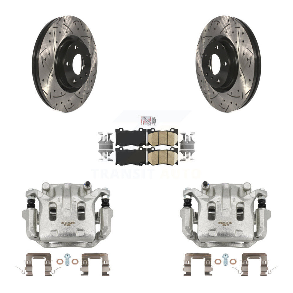 Front Brake Caliper Drill Slot Rotor Ceramic Pad Kit For INFINITI G37 With Brembo Brakes KCD-100353N