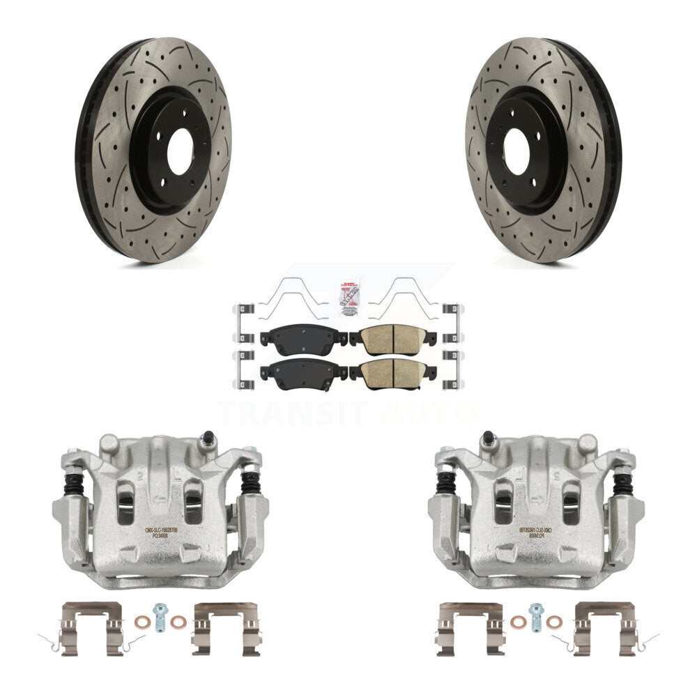 Front Brake Coat Caliper Drill Slot Rotor Ceramic Pad Kit For 2009-2013 INFINITI G37 AWD KCD-100354N