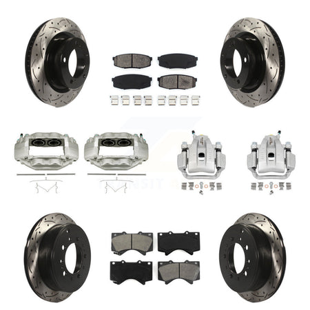 Front Rear Brake Caliper Drill Slot Rotor Semi-Metallic Pad Kit (10Pc) For Toyota Tundra KCD-100354S