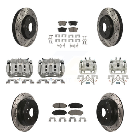 Front Rear Brake Coated Caliper Drill Slotted Rotor Ceramic Pad Kit (10Pc) For Acura RDX KCD-100363C