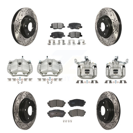 Front Rear Disc Brake Coated Caliper Drill Slot Rotor Ceramic Pad Kit (10Pc) For Mazda 6 KCD-100363T